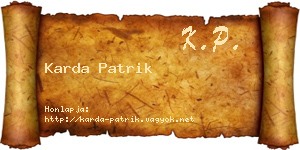 Karda Patrik névjegykártya